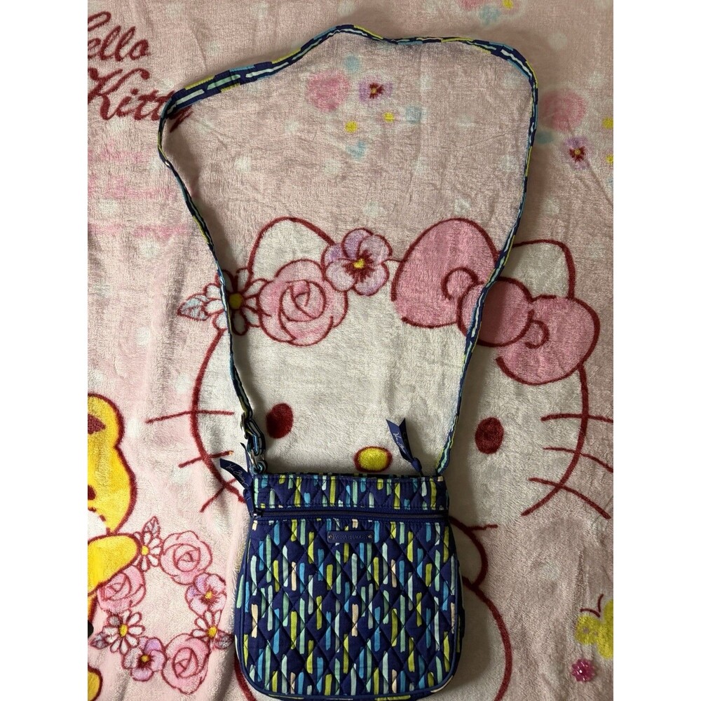 Vera Bradley Blue Green Quilted Cotton Crossbody Shoulder Purse Handbag